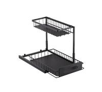 SucceBuy Rangement Sous Evier 2 Niveaux Acier Noir 27x36x28cm