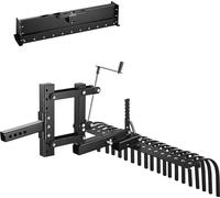 SucceBuy Râteau à gazon 1070 mm, râteau à 19 dents et système de fixation à 3 points, adapté aux quads, UTV et tracteurs tondeuses de catégorie 1, scarificateur pour éliminer les feuilles mortes et le