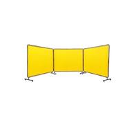SucceBuy Rideau de Soudage Avec Cadre sur 12 Roues Pivotantes 3 Panneaux 180×240cm Jaune