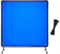 SucceBuy Rideau de soudure 1740x1740 mm, écran de protection en vinyle ignifugé avec roues verrouillables et protection UV à 6 niveaux, idéal pour les applications en atelier et dans l'industrie, bleu