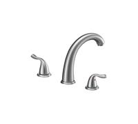 SucceBuy Robinet de baignoire romain avec design 3 trous et 2 poignées, set de robinetterie pour baignoire en acier inoxydable brossé avec bec courbé pour montage sur la surface de la baignoire, idéal