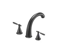 SucceBuy Robinet de baignoire romain avec 2 poignées, kit de robinetterie pour baignoire en acier inoxydable, bec haut arqué pour montage sur pont, idéal pour le bain des adultes, finition bronze