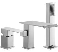 SucceBuy Robinet de baignoire romain à 3 trous, robinet de baignoire avec douchette età levier unique, robinet de baignoire à haut débit en acier inoxydable brossé avec deux options de débit d'eau pou