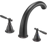SucceBuy Robinet de baignoire romain avec 2 poignées, kit de robinetterie pour baignoire en acier inoxydable, bec haut arqué pour montage sur pont, idéal pour le bain des adultes, finition bronze