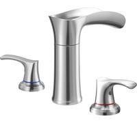 SucceBuy Robinet de baignoire romain avec design 3 trous & 2 poignées, kit de robinetterie de baignoire en alliage de zinc avec bec court pour montage sur pont, idéal pour le bain et la toilette des a