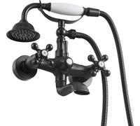 SucceBuy Robinet de baignoire style vintage pour montage mural avec douchette, bras pivotants réglables et goulot rotatif 360°, kit de remplissage pour douche et baignoire en bronze huilé