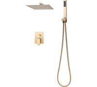 SucceBuy Robinet de douche Système de douche à effet pluie pour salle de bain avec pomme de douche à effet pluie carrée de 305 mm et douchette, kit de douche mural avec robinet en laiton et garniture 