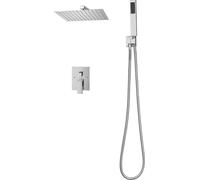 SucceBuy Robinet de douche Système de douche à effet pluie pour salle de bain avec pommeau de douche à effet pluie carré de 305 mm et douchette à main, robinet de salle de bain mural avec vanne en lai