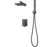 SucceBuy Robinet de douche Système de douche à effet pluie pour salle de bain avec pommeau de douche à effet pluie carré de 203 mm et douchette à main, kit de douche mural avec robinet en laiton et ca