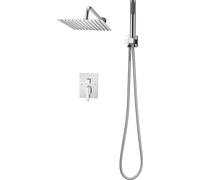 SucceBuy Robinet de douche Système de douche à effet pluie pour salle de bain avec pommeau de douche à effet pluie carré de 254 mm et douchette, kit de douche mural avec valve en laiton durable et acc