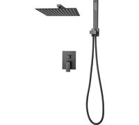 SucceBuy Robinet de douche Système de douche à effet pluie pour salle de bain avec pommeau de douche à effet pluie carré de 305 mm et douchette à main, kit de douche mural avec robinet en laiton et ac