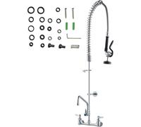 SucceBuy Robinet professionnel avec douchette de pré-évier, 111,8 cm de hauteur, 20,3 cm au centre, 30,5 cm bec pivotant, robinet d'évier de cuisine à montage mural, construction en laiton avec douche