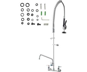 SucceBuy Robinet professionnel avec douchette de pré-évier, 119,9 cm de hauteur, 20,3 cm de centre, 30,5 cm de bec pivotant, robinet d'évier de cuisine à montage mural, construction en laiton avec dou