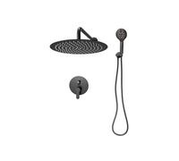 SucceBuy Robinet de douche Système de douche à effet pluie pour salle de bain avec pomme de douche à effet pluie ronde de 305 mm et douchette, système de douche mural avec vanne en laiton durable et s