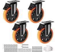 SucceBuy - roulettes pour meubles en PVC de 2 à 6 pouces, ensemble de 4 roulettes à plaque pivotante avec serrure de sécurité A/B, sans marquage pour établi de chariot 6in