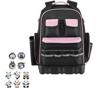 SucceBuy Sac à dos à outils avec 56 poches, organisateur pour le rangement des outils, sac à dos avec compartiment pour ordinateur portable, idéal pour les chantiers, les électriciens, les travaux de