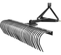 SucceBuy Scarificateur traîné 72", 36 dents en acier, râteau à gazon 3 points pour tracteur, râteau paysager pour jardin et ferme, ramasse l'herbe, les feuilles et les déchets