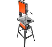 SucceBuy Scie à ruban avec support, 254 mm, Scie à ruban à bois à deux vitesses, 373 W (1/2 CV), hauteur de coupe max. 160 mm, table en fonte de 335x340 mm, avec lampe de travail 360°, guide d'onglet