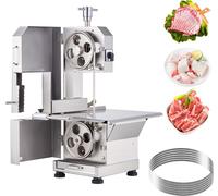 SucceBuy Scie à ruban électrique commerciale pour la viande, 2200 W, scie à os en acier inoxydable, machine à haut rendement, pour les bouchers et la transformation de la viande