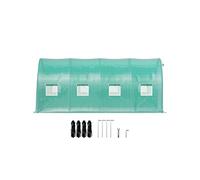 SucceBuy Serre Tunnel Jardin 460x210x210cm Avec 2 Poteaux Diagonaux 1 Porte 8 Fenêtres