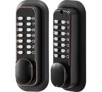 SucceBuy Serrure à code mécanique avec serrure ouble face (code de 4 à 7 chiffres), serrure de porte sans vec bouton et verrouillage automatique, adaptée aux portes d'entrée et aux garages