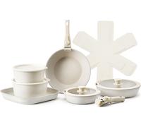 SucceBuy Set de 17 ustensiles de cuisine en granit antiadhésif, blanc