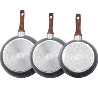 SucceBuy Set de 3 poêles à frire (250 / 280 / 325 mm), poêles robustes en aluminium avec revêtement anti-adhésif, utilisation polyvalente pour les cuisinières à gaz, électriques et à induction, couleu