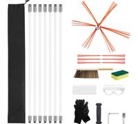 SucceBuy Set de brosses pour tuyaux de poêle, longueur maximale 7 m, brosses de nettoyage de cheminées, outil de ramonage, flexible et pliable à 90°, brosse de cheminée pour cheminées carrées et recta