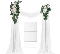 SucceBuy Set de fleurs artificielles pour arcs de mariage - Blanc, 2 fleurs et 2 rideaux