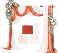 SucceBuy Set de fleurs artificielles pour arcs de mariage - Orange, 2 fleurs et 3 rideaux