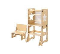SucceBuy Set de Table et Chaise Enfant 6 en 1 Multifonction Bois Naturel 57x49,5x84cm