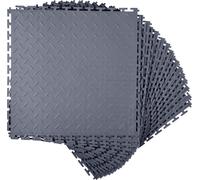 SucceBuy Sol de garage en PVC, lot de 16 513x513x5 mm, revêtement de sol pour l'atelier et l'industrie, facile à poser, dalles en PVC antidérapantes avec motif diamant pour l'atelier, l'entrepôt et la