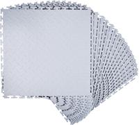 SucceBuy Sol de garage en PVC, lot de 16 513x513x5 mm, revêtement de sol pour l'atelier et l'industrie, pose simple par clic, tapis PVC antidérapant avec motif diamant, convient pour l'entrepôt, la sa