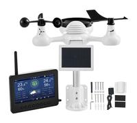 SucceBuy Station météo sans fil 7 en 1 avec Wi-Fi, écran coloré TFT 7" et capteur à énergie solaire pour la surveillance intérieure et extérieure YT60233