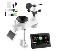 SucceBuy Station météo Wi-Fi 7 en 1, écran TFT 7 pouces, capteur extérieur à énergie solaire, pluviomètre, prévisions météorologiques intérieure et extérieure 7-en-1 YT60311