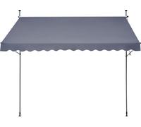 SucceBuy Store de terrasse rétractable, 138x47 pouces, avec manivelle manuelle. Hauteur réglable de 86 à 122 pouces. Abri de terrasse gris foncé pour l'extérieur, convient pour terrasse, balcon, cour