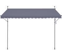 SucceBuy Store de terrasse, rétractable, 157x47 pouces, avec manivelle manuelle. Hauteur réglable de 86 à 122 pouces. Abri de terrasse gris foncé pour l'extérieur, convient pour terrasse, balcon, cour