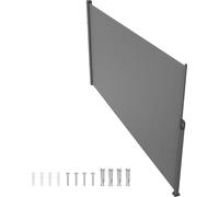 SucceBuy Store latéral rétractable, 160 x 298 cm Protection visuelle pour l'extérieur, séparateur d'espace étanche et coupe-vent en polyester 180 g pour terrasse, jardin, balcon, gris
