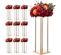 SucceBuy Support pour fleurs de mariage 200x200x600 mm, set de 10 tabourets pour fleurs avec support métallique et pieds cylindriques, tabouret pour plantes pour fêtes, anniversaires, maison et décora