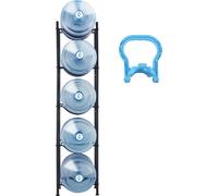 SucceBuy Support pour pichet d'eau à 5 niveaux, étagère pour bouteilles d'eau de 5 gallons, rangement robuste pour 5 bouteilles, métal noir, cuisine, bureau, salon