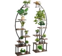 SucceBuy Support pour plantes avec lampes de croissance intégrées, set de 2, design à 7 niveaux, escalier pour fleurs avec minuterie et réglage de la luminosité, étagère à fleurs pour l'intérieur, 550