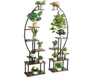 SucceBuy Support pour plantes avec lampes de croissance intégrées, set de 2, design à 7 niveaux, escalier pour fleurs avec minuterie et réglage de la luminosité, étagère à fleurs pour l'intérieur, 550