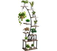SucceBuy Support pour plantes avec lumière de croissance, escalier pour fleurs à 9 niveaux, support pour fleurs en métal avec 3 minuteries et 10 niveaux de luminosité, étagère pour fleurs pour décorer