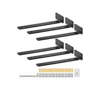 SucceBuy Supports d'Etagères Equerre 31x10x4,5cm en L 0,5cm d'Epaisseur 6 Pièces Noir Mat