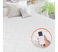 SucceBuy Surmatelas chauffant, 195 x 165 cm, Queen, Chauffe-lit électrique avec 4 niveaux de chauffage, minuterie de 12 heures, poche élastique, tissu brossé