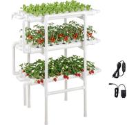 SucceBuy Système de culture hydroponique à 3 niveaux, 108 emplacements, système de tuyaux en UPVC et minuterie, kit de culture pour légumes, fruits et herbes aromatiques, blanc