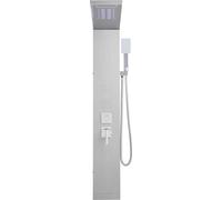 SucceBuy Système de panneau de douche 5 en 1 avec acier inoxydable, LED et pomme de douche à effet pluie pour montage mural