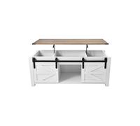 SucceBuy Table Basse à Plateau Relevable Bois MDF Rectangulaire 120x50x48cm Blanc et Marron