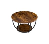 SucceBuy Table Basse Ronde 2 Niveaux Capacité 34,9kg Pour Bureau Salon Marron