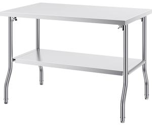SucceBuy Table de préparation commerciale pliante de , 48 x 30 pouces. Table de préparation commerciale avec étagère inférieure. Table pliante robuste en acier inoxydable pour la cuisine à domicile, l